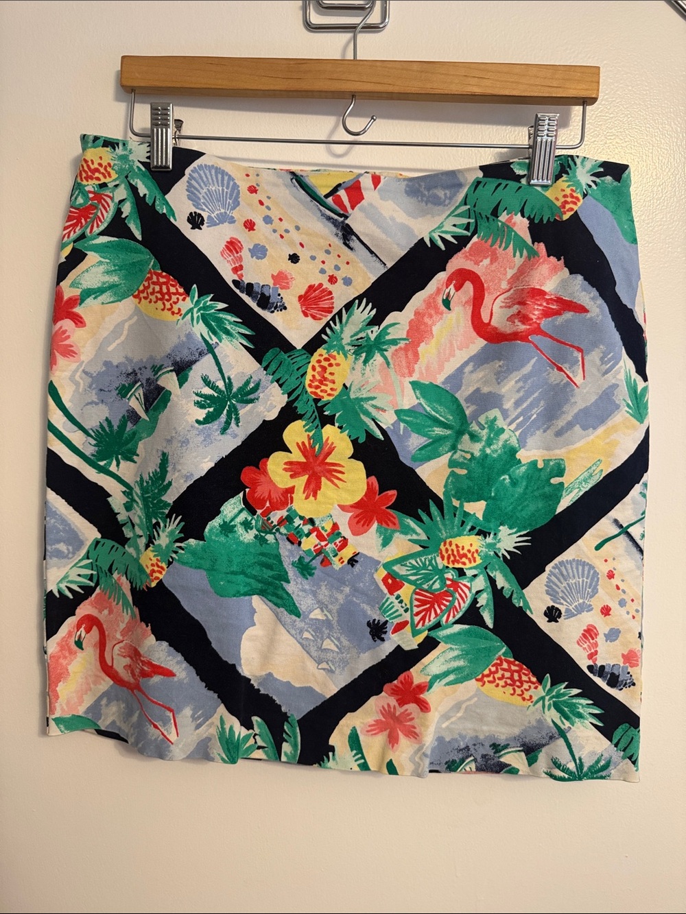 Talbots Tropical Flamingo Mini Skirt - Navy, Green, Coral